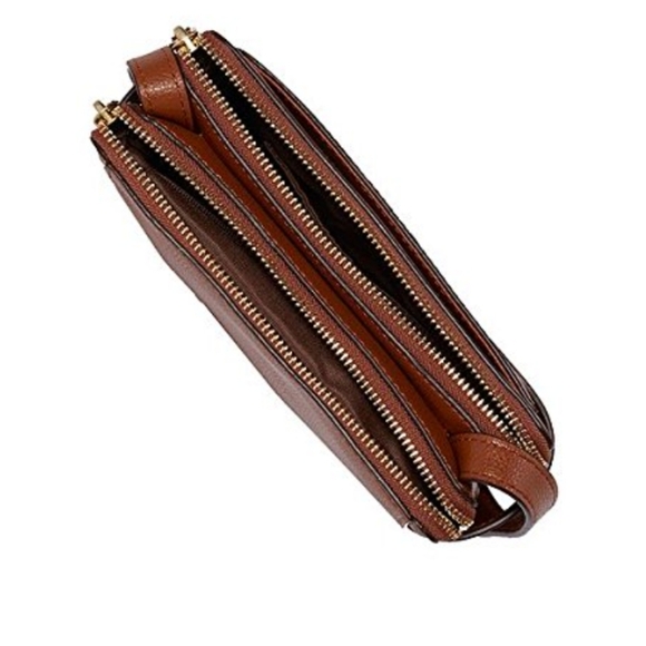 Rich Brown Leather Crossbody Bag with Adjustable Strap & Flap Closure Ralph Laur - Picture 3 of 6